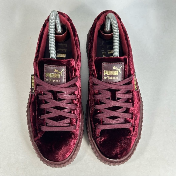 Puma x FENTY by Rihanna Creeper Velvet Platform Red & Gold Shoes; Women’s Sz 7.5 - Picture 8 of 16